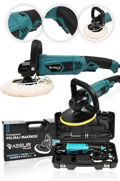 Assur Plus Devir Ayarlı Polisaj Makinesi 1300 Watt 180mm 6 Kademeli Pasta Cila Kiti Hediye