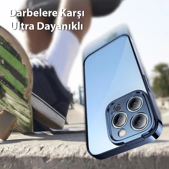 Baseus Kamera Korumalı iPhone 14 Pro Max Silikon Kılıf ve Ful Kaplama Kırılmaz Ekran Koruyucu, Air Armor,Sararmaz Kılıf - 4