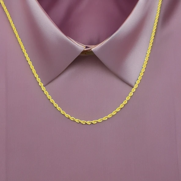 Zarafetin Burgusu: Parlak Altın Renginde 60 cm 1. Sınıf Çelik Kadın Kolyesi ürün görseli 1