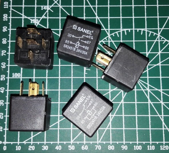 Sanel 24V Röle 5 Uçlu 20A Çift Platin SR2451B 24V/20A - 5 Adet - 3