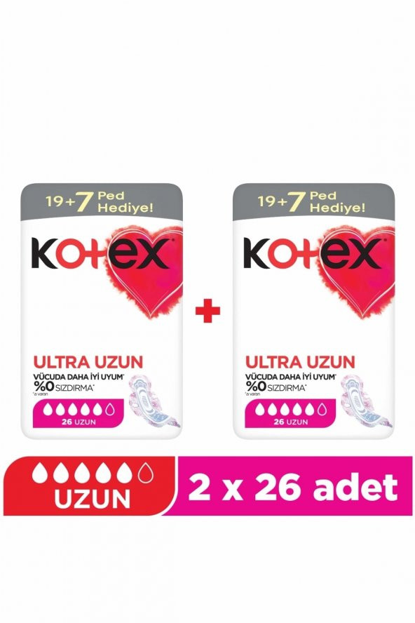 Kotex Ped Ultra Dev Ekonomik Uzun 26lı x2