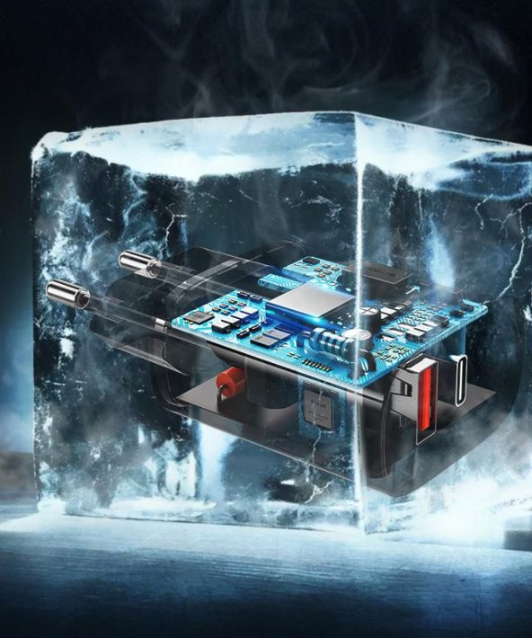 Coofbe HC Seri Şeffaf Şarj Akım Korumalı QC3.0+20W Şarj Başlık USB+Type-C Girişli Şarj Başlığı - 3