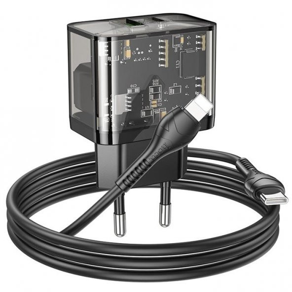 Coofbe HC Seri Şarj Akım Korumalı 20W Type-C USB Girişli Şarj Başlığı Ve 1Mt Lightning Kablo Şarj Seti İphone İle Uyumlu - 4