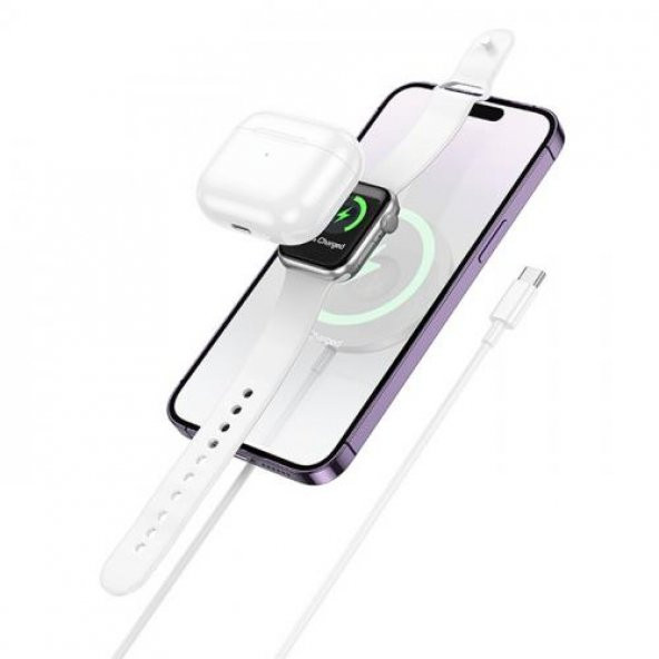 Coofbe HC Seri Magsafe Kablosuz 15W 3in1 Şarj Standı İphone 12 13 14 Pro Max Şarj Masaüstü Şarj Standı - 6