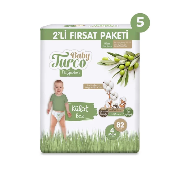 Baby Turco Doğadan 2'li Ultra Fırsat Paketi Külot Bez 4 Numara Maxi 410 Adet - 2