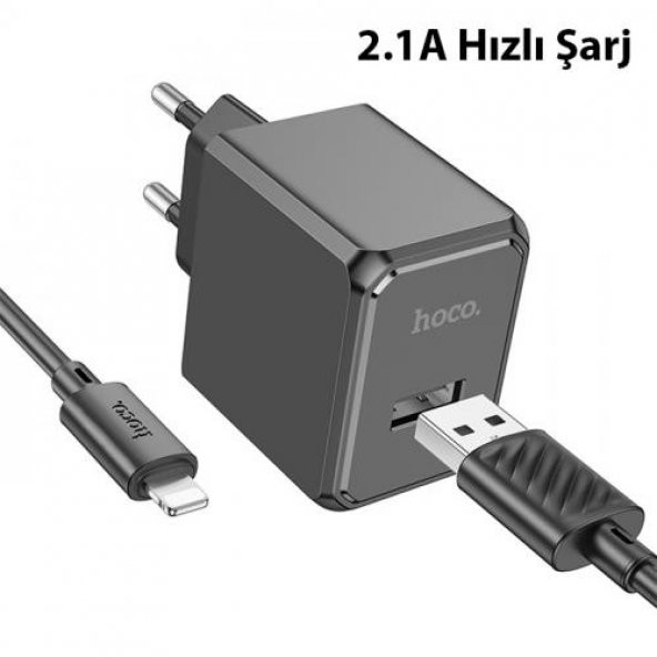 Coofbe HC Seri Şarj Akım Korumalı USB Girişli Şarj Başlığı Ve 1Mt Lightning Kablo Şarj Seti İphone İle Uyumlu - 3