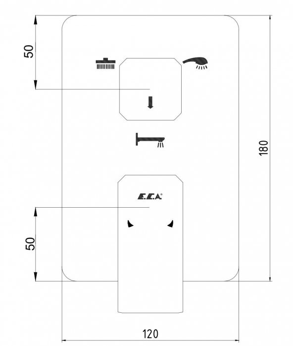 Eca Tiera Ankastre Mat Siyah Banyo Bataryası 2 Parça Set / 3 Yollu (102167305C1-K+102166301C1) - 3