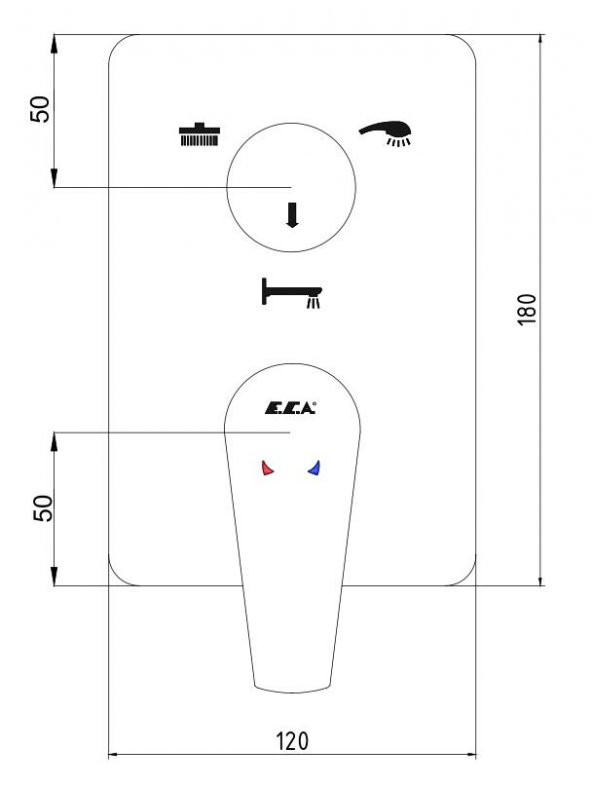 Eca Niobe Ankastre Banyo Bataryası 2 Parça Set / 3 Yollu (102167313-K+102166301) - Resim 3