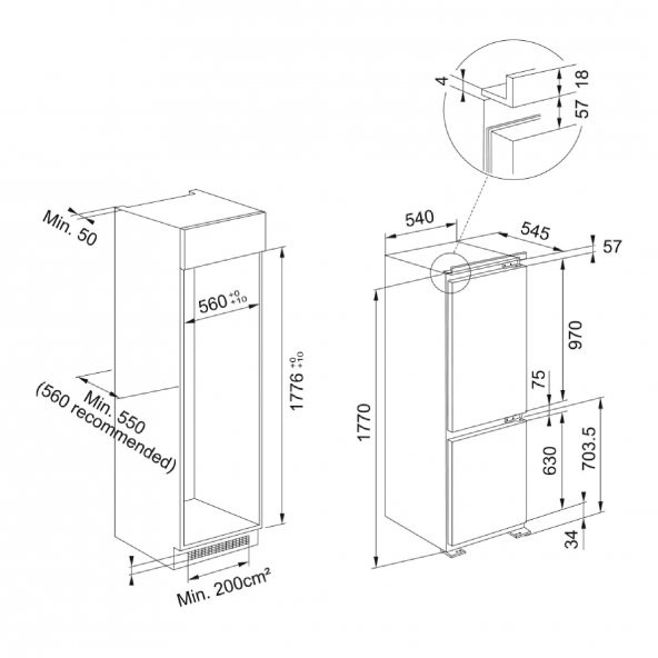 Franke FCB 320 TNF NE F - Buzdolabı - Çift Kapılı - 250 Litre İç Hacimli No-Frost Beyaz Ankastre Buzdolabı - 2