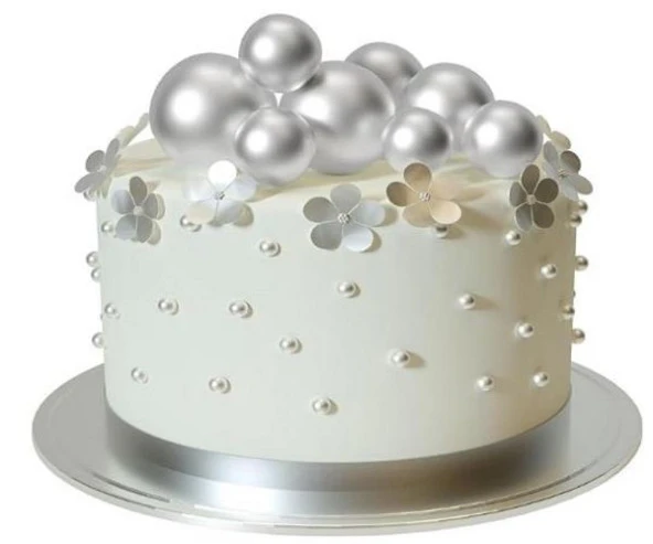 PASTA SÜSLEME TOPU YALDIZLI GÜMÜŞ - 2