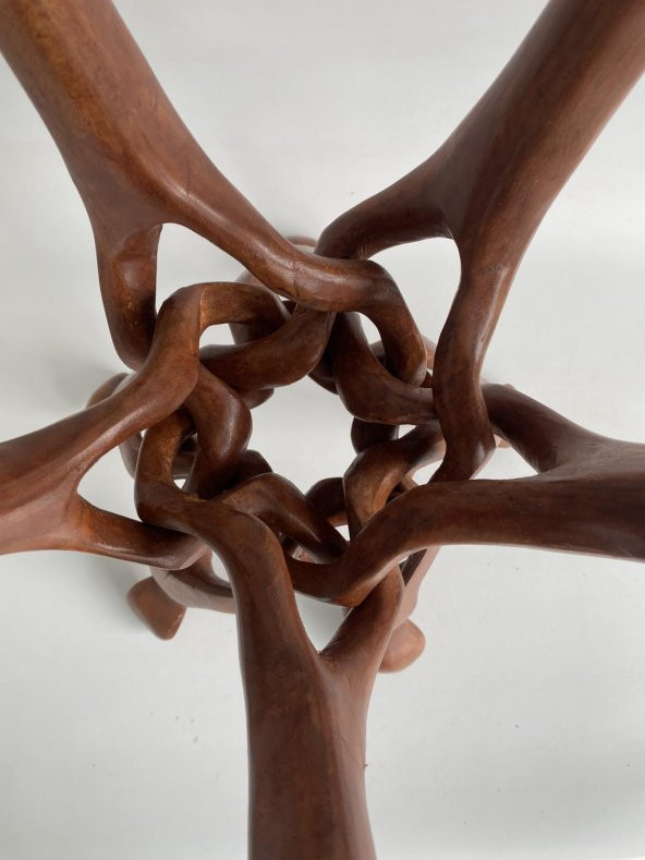 El Oyması Deve Başlı Ahşap Sehpa Ayağı 50x37 cm - 3