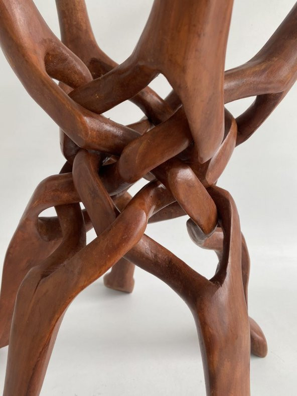 El Oyması Deve Başlı Ahşap Sehpa Ayağı 50x37 cm - 4