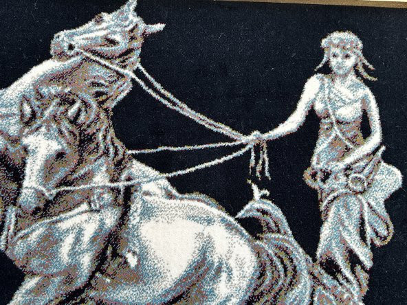 Olimpiyatlarda Yarışan Romalı Güzel Kadın Temalı Halı Tablo 95x74cm - İran Tebriz Halı Kilim Tablo - 6