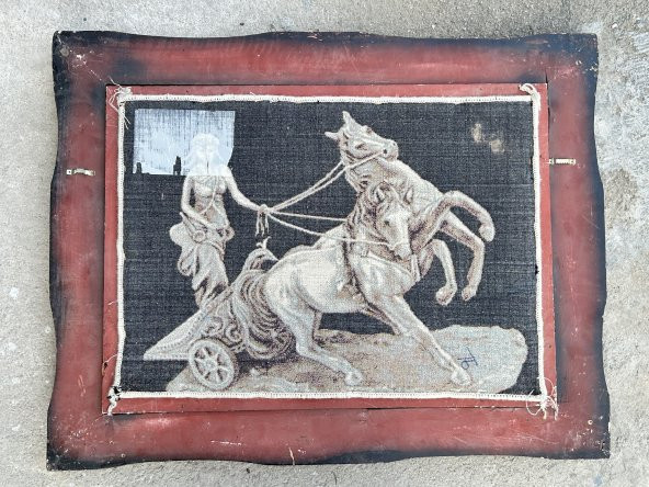 Olimpiyatlarda Yarışan Romalı Güzel Kadın Temalı Halı Tablo 95x74cm - İran Tebriz Halı Kilim Tablo - 7