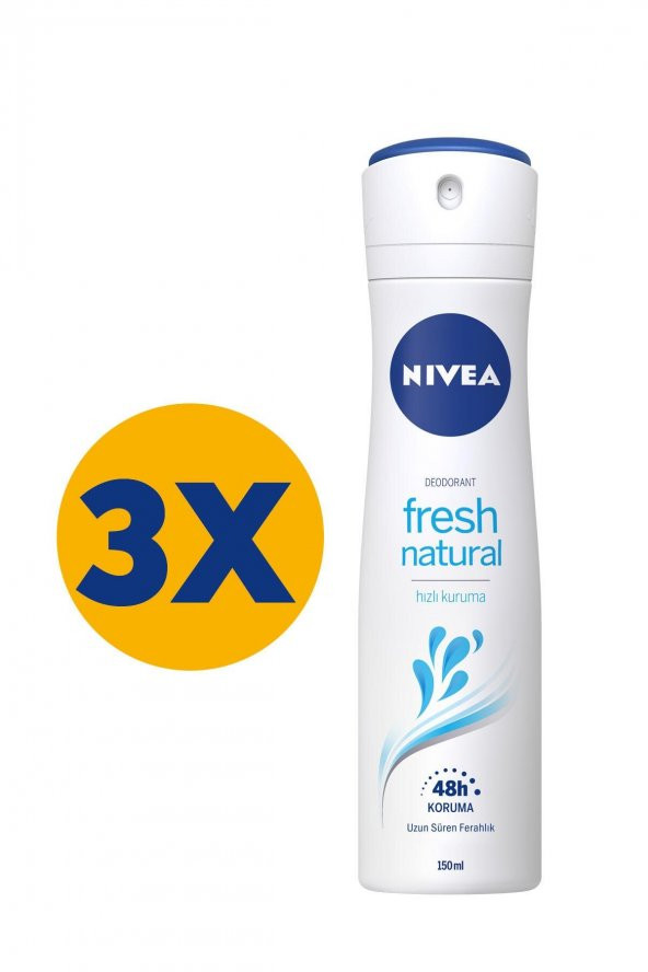 Nivea Fresh Natural Kadın Sprey Deodorant 3 x 150 ML
