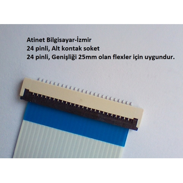 24 Pin 1Mm Adımlı Flex Soketi Flex Ffc Konnektörü Alt kontak 24-1-Alt - 2