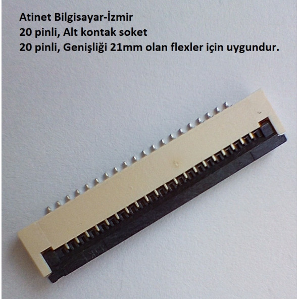 20 Pin 1Mm Adımlı Flex Soketi Flex Ffc Konnektörü Alt kontak 20-1-Alt ürün görseli 1