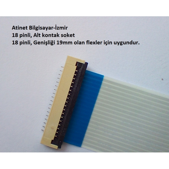 18 Pin 1Mm Adımlı Flex Soketi Flex Ffc Konnektörü Alt kontak 18-1-Alt - 2