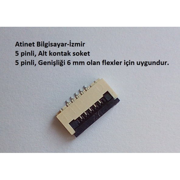5 Pin 1Mm Adımlı Flex Soketi Flex Ffc Konnektörü alt kontak 5-1-Alt