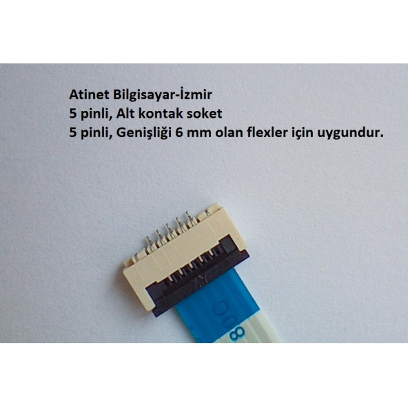 5 Pin 1Mm Adımlı Flex Soketi Flex Ffc Konnektörü alt kontak 5-1-Alt - 2