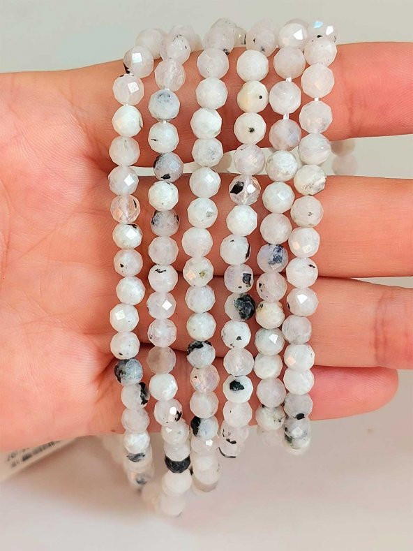 Ay Taşı Faset Kesim YARIM Dizi 5mm (18cm uzunluğundadır) - Resim 2