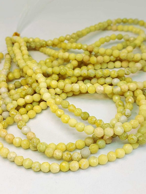 Peridot (Zebercet) Taşı Açık Yeşil-Beyaz Alacalı Faset Kesim Dizi 6mm - Resim 3