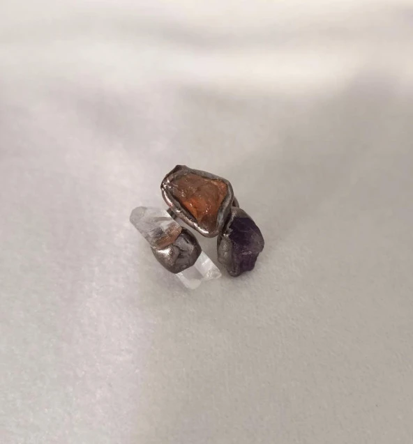 Yüzük Doğal Drusy Taş Çelik Ayarlanabilir Kadın Erkek Yüzük Takı Aksesuar - 2