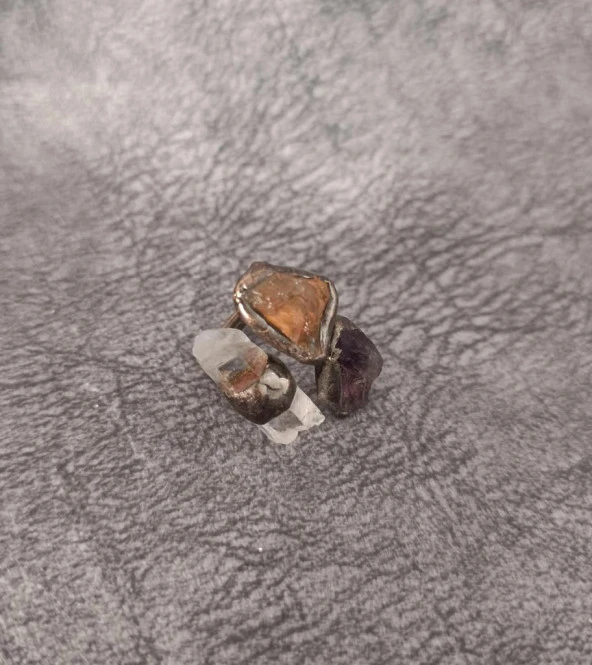 Yüzük Doğal Drusy Taş Çelik Ayarlanabilir Kadın Erkek Yüzük Takı Aksesuar - 3