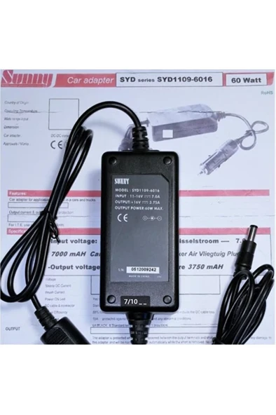 SYD1109-6016 DC DC Dönüştürücü 16V 3.75A 60W 2.5x5.5 uç ürün görseli