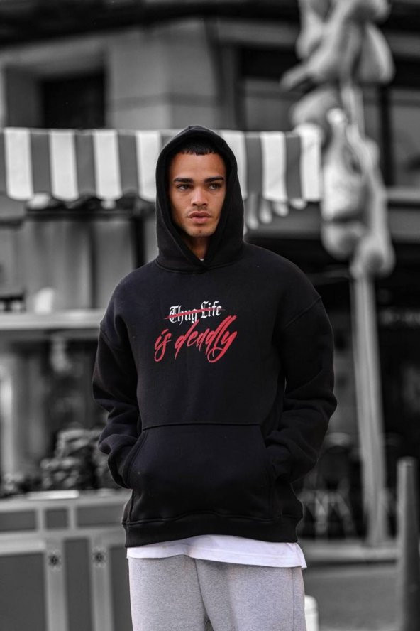 ÖZEL ÜRETİM HENRY COOPER THUG LİFE BASKLI OVERSİZE SWEATSHİRT