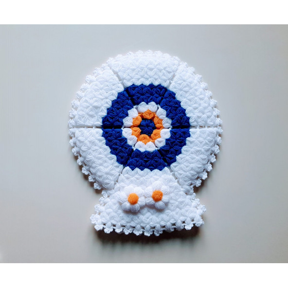 Banyo Lifi Yün El Örmesi 3'lü Ceyizlik Seti Nazar Bocuklu Desenli - 4