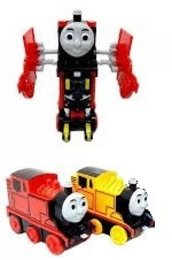2 li set Thomas Sarı ve Kırmızı  Tren Transformers Dönüşebilen Tren Oyuncak