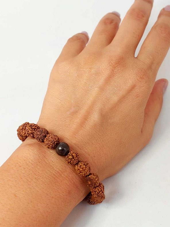 Bronzit Taşlı Rudraksha Tohum Unisex Bileklik 8mm ürün görseli