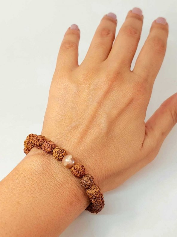 Güneş Taşlı Rudraksha Tohum Unisex Bileklik 8mm ürün görseli