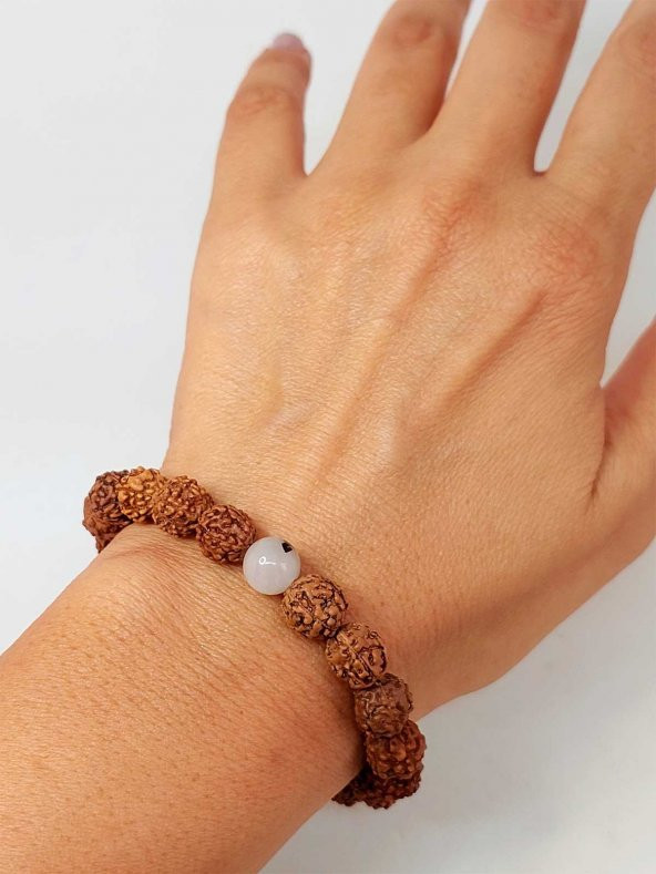 Beril Taşlı Rudraksha Tohum Unisex Bileklik 8mm ürün görseli