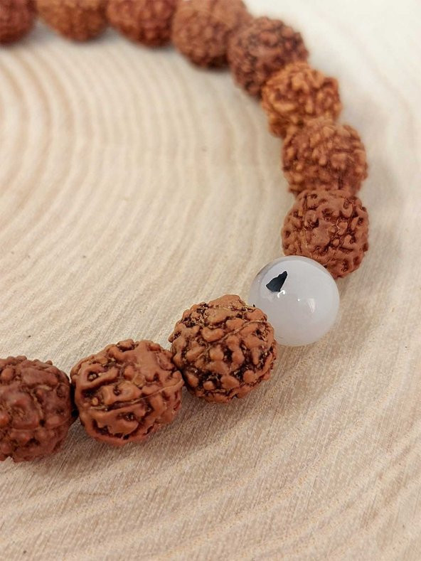 Beril Taşlı Rudraksha Tohum Unisex Bileklik 8mm - Resim 3