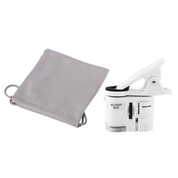 Led Lambalı Mini Büyüteç 60x Cep Telefonu Klipsli - 2