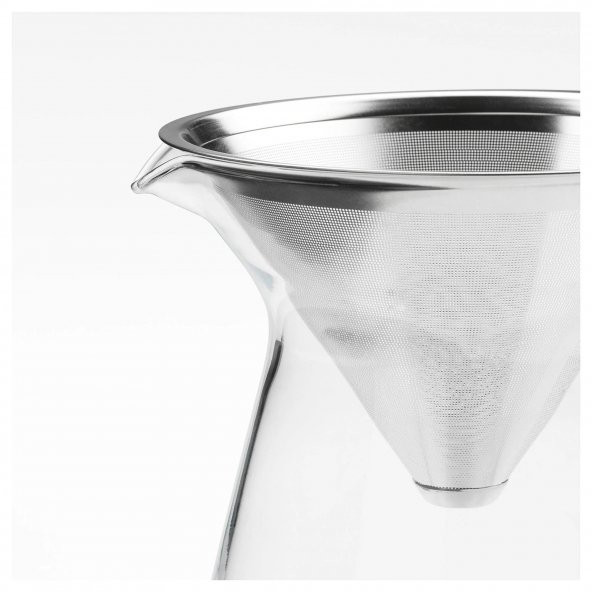 Kahve Demliği Cam-Paslanmaz Çelik, MeridyenDukkan 0,6 lt Çelik Filtre - 2