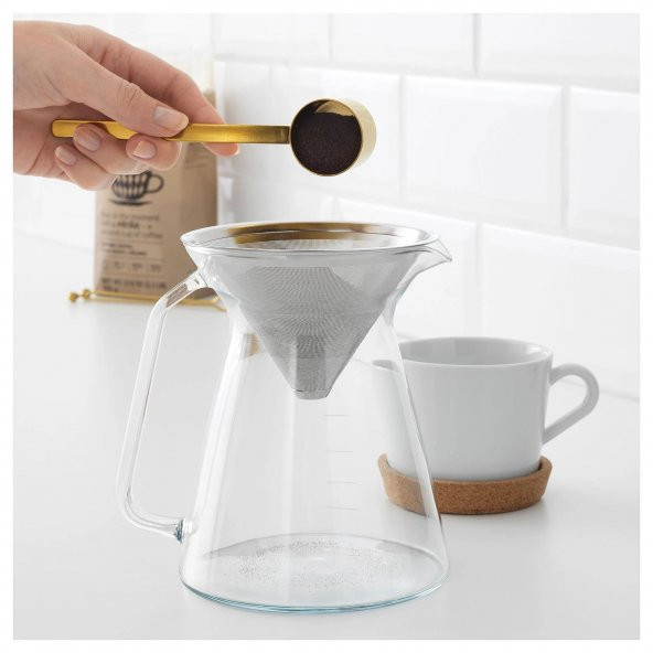 Kahve Demliği Cam-Paslanmaz Çelik, MeridyenDukkan 0,6 lt Çelik Filtre - 3