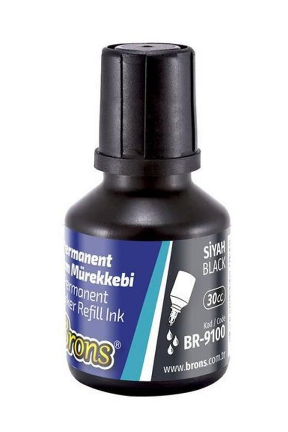 Siyah Kesik Uçlu Markör Permanent Kalem 6 Adet Hı-Text Marker Mürekkep Siyah 30 Ml 1 Adet Brons Koli Kalemi - 2