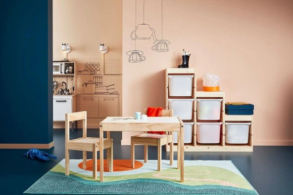 Çocuk Masa-Sandalye Seti MeridyenDukkan Beyaz-Çam, 3 Parça Set - 4