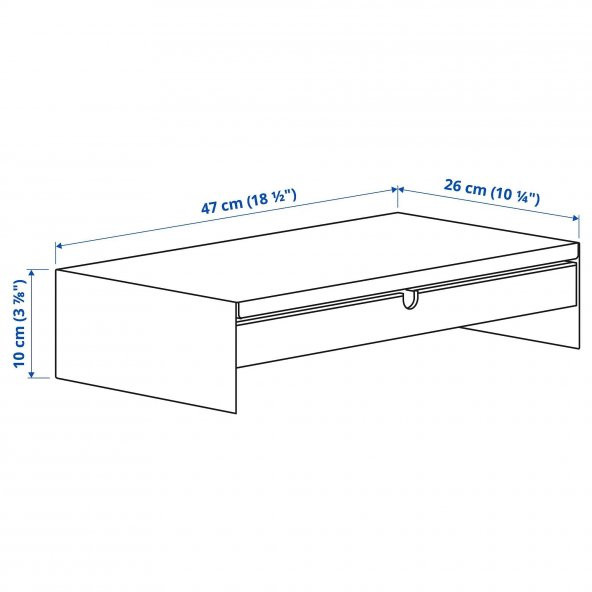 Monitör Yükseltici MeridyenDukkan Beyaz Renk 47x26x10 cm Bambu, Çekmeceli Monitör Standı - 2