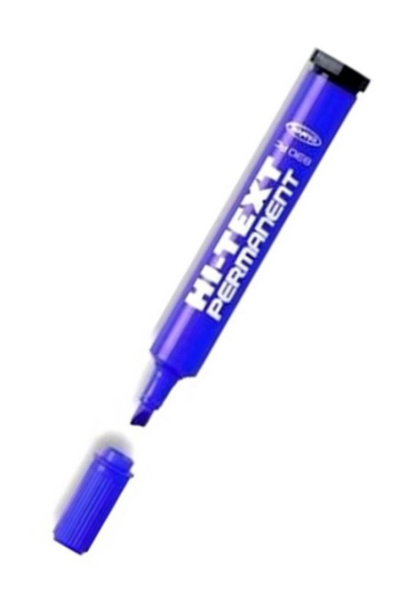 Mavi Kesik Uçlu Markör Permanent Kalem 6 Adet Hı-Text Marker Mürekkep Siyah 30 Ml 1 Adet Brons Koli Kalemi - 2