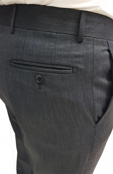 Royalesso Melanj Klasik Kesim Erkek Kumaş Pantolon-6355 - 3