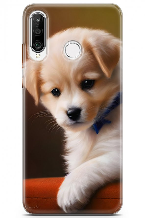 Huawei P30 Lite 2020 Uyumlu Kılıf Dogs 15 Kaniş Yavru Kalın Silikon Gold