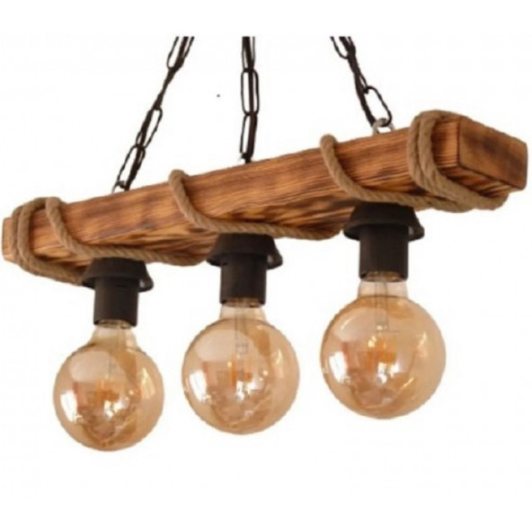 10 ADET 3'LÜ HALATLI AHŞAP AVİZE - 2