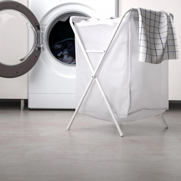 50 Litre Beyaz,Katlanır, Çamaşır Sepeti MeridyenDukkan Açılır Kapanır Pratik Kirli Sepeti 50 Lt U42X G43X Y60 cm - 4