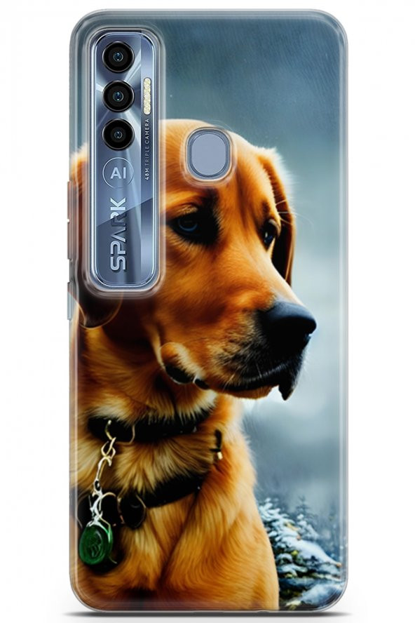 Tecno Spark 7 Pro Uyumlu Kılıf Dogs 04 Labrador Silikon Kılıf Kahverengi