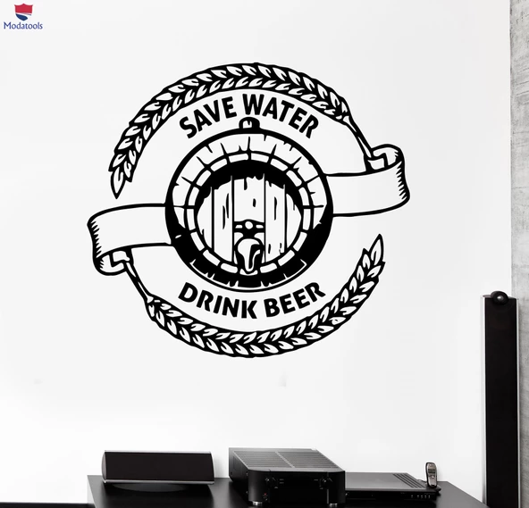 Duvar Sticker Bira Varil Içki Yazı Kelimeler Alıntı Oturma Odası, Ofis, Dükkan Sticker
