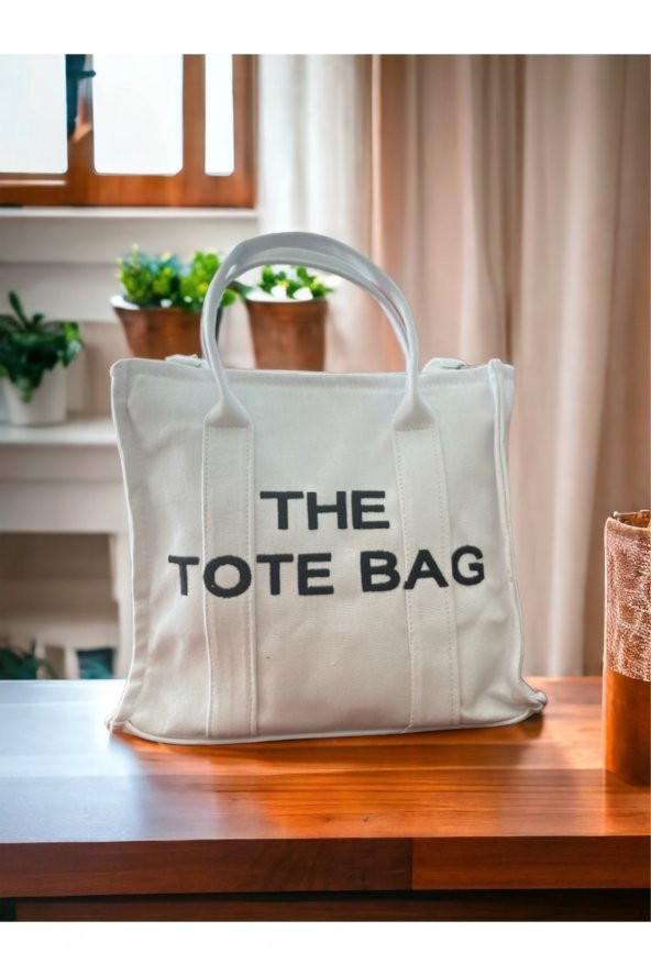 Beyaz Kanvas The Tote Bag Trend Çanta - 3